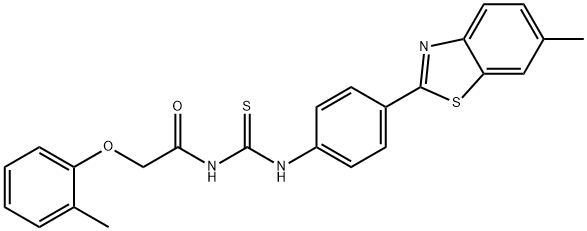 N-({[4-(6-methyl-1,3-benzothiazol-2-yl)phenyl]amino}carbonothioyl)-2-(2-methylphenoxy)acetamide 结构式