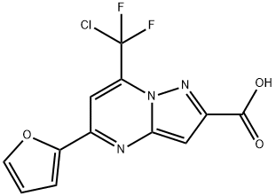7-(chlorodifluoromethyl)-5-(furan-2-yl)pyrazolo[1,5-a]pyrimidine-2-carboxylic acid 结构式