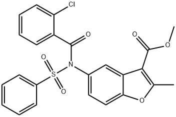methyl 5-(2-chloro-N-(phenylsulfonyl)benzamido)-2-methylbenzofuran-3-carboxylate 结构式