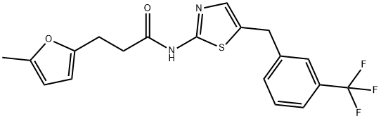 3-(5-methylfuran-2-yl)-N-(5-(3-(trifluoromethyl)benzyl)thiazol-2-yl)propanamide 结构式