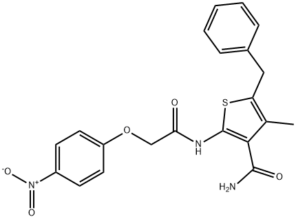 5-benzyl-4-methyl-2-{[(4-nitrophenoxy)acetyl]amino}-3-thiophenecarboxamide 结构式