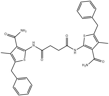 N,N'-bis[3-(aminocarbonyl)-5-benzyl-4-methyl-2-thienyl]succinamide 结构式