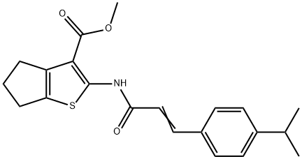 methyl 2-({(2E)-3-[4-(propan-2-yl)phenyl]prop-2-enoyl}amino)-5,6-dihydro-4H-cyclopenta[b]thiophene-3-carboxylate 结构式