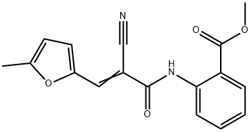 methyl (E)-2-(2-cyano-3-(5-methylfuran-2-yl)acrylamido)benzoate 结构式