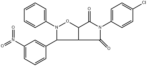 5-(4-chlorophenyl)-3-(3-nitrophenyl)-2-phenyltetrahydro-4H-pyrrolo[3,4-d]isoxazole-4,6(5H)-dione 结构式