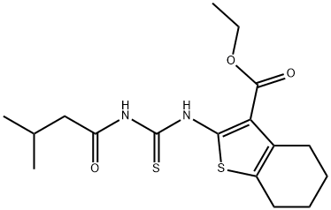 ethyl 2-({[(3-methylbutanoyl)amino]carbonothioyl}amino)-4,5,6,7-tetrahydro-1-benzothiophene-3-carboxylate 结构式