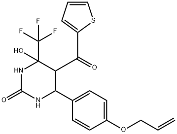 6-(4-(allyloxy)phenyl)-4-hydroxy-5-(thiophene-2-carbonyl)-4-(trifluoromethyl)tetrahydropyrimidin-2(1H)-one 结构式