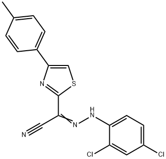 (Z)-N-(2,4-dichlorophenyl)-4-(p-tolyl)thiazole-2-carbohydrazonoyl cyanide 结构式