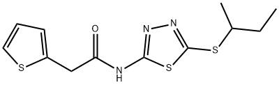 N-[5-(butan-2-ylsulfanyl)-1,3,4-thiadiazol-2-yl]-2-(thiophen-2-yl)acetamide 结构式