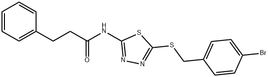 N-(5-((4-bromobenzyl)thio)-1,3,4-thiadiazol-2-yl)-3-phenylpropanamide 结构式