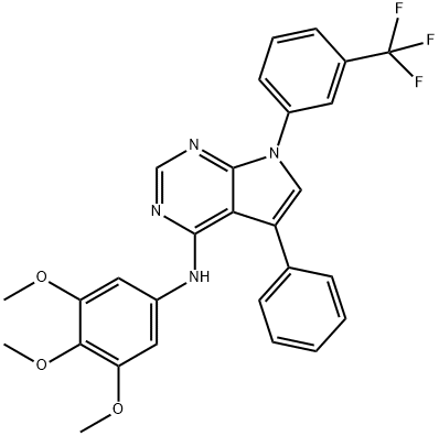 5-phenyl-7-(3-(trifluoromethyl)phenyl)-N-(3,4,5-trimethoxyphenyl)-7H-pyrrolo[2,3-d]pyrimidin-4-amine 结构式