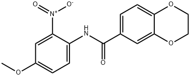 N-(4-methoxy-2-nitrophenyl)-2,3-dihydrobenzo[b][1,4]dioxine-6-carboxamide 结构式