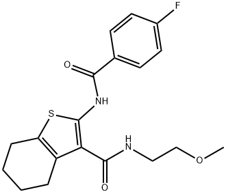 2-(4-fluorobenzamido)-N-(2-methoxyethyl)-4,5,6,7-tetrahydrobenzo[b]thiophene-3-carboxamide 结构式