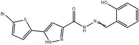 (E)-3-(5-bromothiophen-2-yl)-N-(2-hydroxybenzylidene)-1H-pyrazole-5-carbohydrazide 结构式