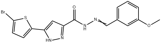 (E)-3-(5-bromothiophen-2-yl)-N-(3-methoxybenzylidene)-1H-pyrazole-5-carbohydrazide 结构式