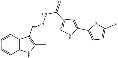 (E)-3-(5-bromothiophen-2-yl)-N-((2-methyl-1H-indol-3-yl)methylene)-1H-pyrazole-5-carbohydrazide 结构式