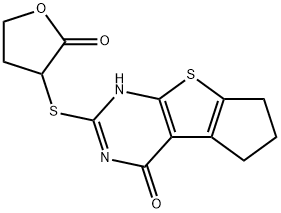 2-((2-oxotetrahydrofuran-3-yl)thio)-3,5,6,7-tetrahydro-4H-cyclopenta[4,5]thieno[2,3-d]pyrimidin-4-one 结构式