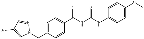 4-[(4-bromopyrazol-1-yl)methyl]-N-[(4-methoxyphenyl)carbamothioyl]benzamide 结构式