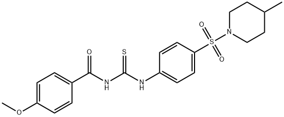 4-methoxy-N-[({4-[(4-methyl-1-piperidinyl)sulfonyl]phenyl}amino)carbonothioyl]benzamide 结构式