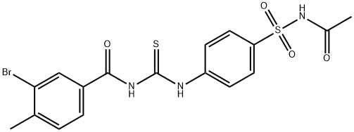 N-[({4-[(acetylamino)sulfonyl]phenyl}amino)carbonothioyl]-3-bromo-4-methylbenzamide 结构式