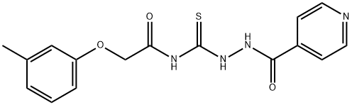 N-[(2-isonicotinoylhydrazino)carbonothioyl]-2-(3-methylphenoxy)acetamide 结构式