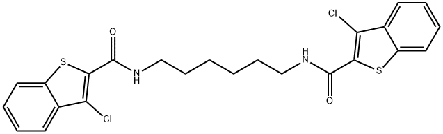 N,N'-1,6-hexanediylbis(3-chloro-1-benzothiophene-2-carboxamide) 结构式