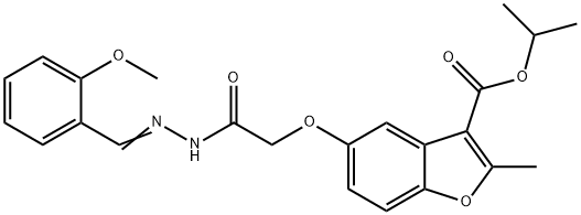 isopropyl (E)-5-(2-(2-(2-methoxybenzylidene)hydrazinyl)-2-oxoethoxy)-2-methylbenzofuran-3-carboxylate 结构式