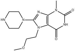 7-(2-methoxyethyl)-3-methyl-8-(piperazin-1-yl)-3,7-dihydro-1H-purine-2,6-dione 结构式