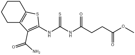 methyl 4-[({[3-(aminocarbonyl)-4,5,6,7-tetrahydro-1-benzothien-2-yl]amino}carbonothioyl)amino]-4-oxobutanoate 结构式