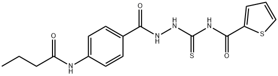 N-({2-[4-(butyrylamino)benzoyl]hydrazino}carbonothioyl)-2-thiophenecarboxamide 结构式