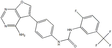 1-[4-(4-aminofuro[2,3-d]pyrimidin-5-yl)phenyl]-3-[2-fluoro-5-(trifluoromethyl)phenyl]urea 结构式