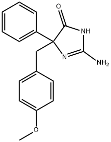 2-amino-5-[(4-methoxyphenyl)methyl]-5-phenyl-4,5-dihydro-1H-imidazol-4-one 结构式