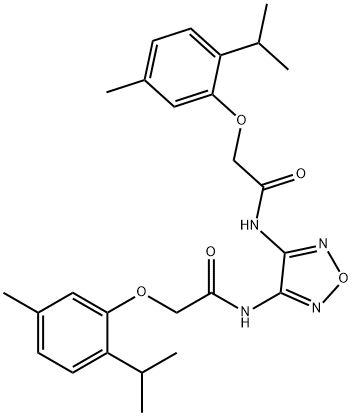 N,N'-1,2,5-oxadiazole-3,4-diylbis[2-(2-isopropyl-5-methylphenoxy)acetamide] 结构式