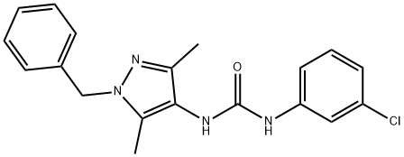 1-(1-benzyl-3,5-dimethylpyrazol-4-yl)-3-(3-chlorophenyl)urea 结构式