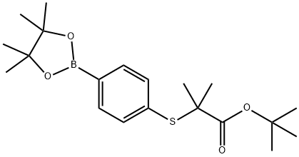 2-Methyl-2-[4-(4,4,5,5-tetramethyl-[1,3,2]dioxaborolan-2-yl)-phenylsulfanyl]-propionic acid tert-butyl ester 结构式