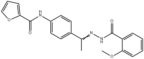 N-[4-[(E)-N-[(2-methoxybenzoyl)amino]-C-methylcarbonimidoyl]phenyl]furan-2-carboxamide 结构式