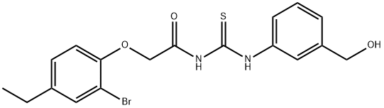 2-(2-bromo-4-ethylphenoxy)-N-({[3-(hydroxymethyl)phenyl]amino}carbonothioyl)acetamide 结构式
