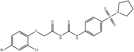 2-(4-bromo-2-chlorophenoxy)-N-({[4-(1-pyrrolidinylsulfonyl)phenyl]amino}carbonothioyl)acetamide 结构式