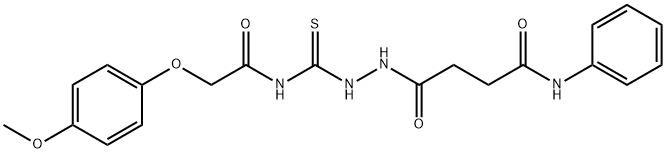 4-[2-({[(4-methoxyphenoxy)acetyl]amino}carbonothioyl)hydrazino]-4-oxo-N-phenylbutanamide 结构式