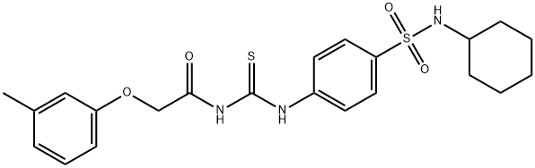 N-[({4-[(cyclohexylamino)sulfonyl]phenyl}amino)carbonothioyl]-2-(3-methylphenoxy)acetamide 结构式