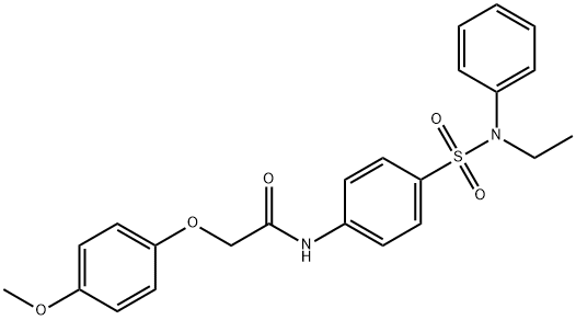 N-(4-{[ethyl(phenyl)amino]sulfonyl}phenyl)-2-(4-methoxyphenoxy)acetamide 结构式