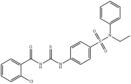 2-chloro-N-{[(4-{[ethyl(phenyl)amino]sulfonyl}phenyl)amino]carbonothioyl}benzamide 结构式