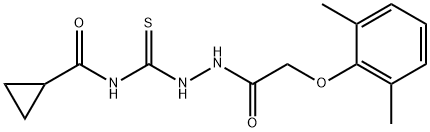 N-({2-[(2,6-dimethylphenoxy)acetyl]hydrazino}carbonothioyl)cyclopropanecarboxamide 结构式