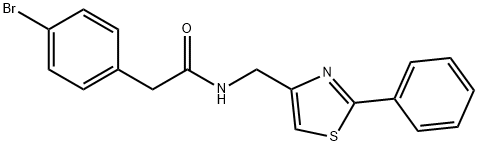 2-(4-bromophenyl)-N-[(2-phenyl-1,3-thiazol-4-yl)methyl]acetamide 结构式