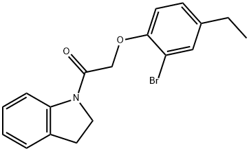 1-[(2-bromo-4-ethylphenoxy)acetyl]indoline 结构式