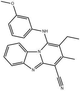 2-ethyl-1-((3-methoxyphenyl)amino)-3-methylbenzo[4,5]imidazo[1,2-a]pyridine-4-carbonitrile 结构式