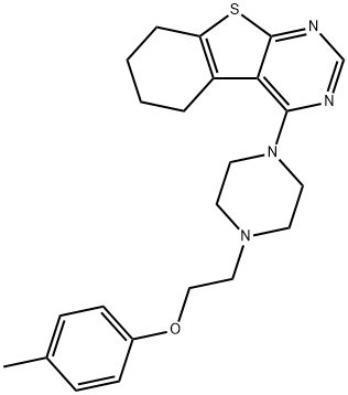 4-(4-(2-(p-tolyloxy)ethyl)piperazin-1-yl)-5,6,7,8-tetrahydrobenzo[4,5]thieno[2,3-d]pyrimidine 结构式