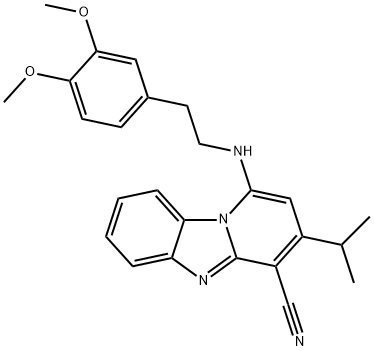 1-((3,4-dimethoxyphenethyl)amino)-3-isopropylbenzo[4,5]imidazo[1,2-a]pyridine-4-carbonitrile 结构式