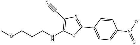 5-((3-methoxypropyl)amino)-2-(4-nitrophenyl)oxazole-4-carbonitrile 结构式