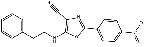 2-(4-nitrophenyl)-5-(phenethylamino)oxazole-4-carbonitrile 结构式